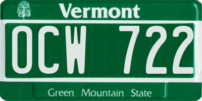 VT license plate OCW722