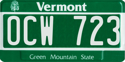 VT license plate OCW723