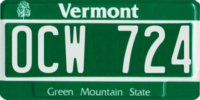 VT license plate OCW724