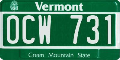VT license plate OCW731