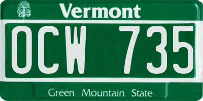 VT license plate OCW735