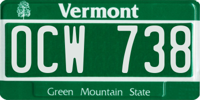 VT license plate OCW738