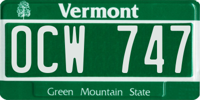 VT license plate OCW747
