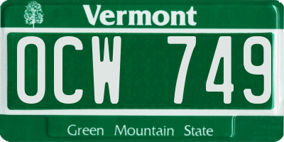 VT license plate OCW749