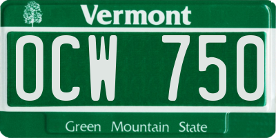 VT license plate OCW750
