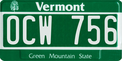 VT license plate OCW756