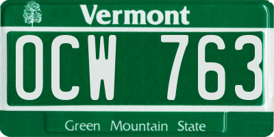 VT license plate OCW763