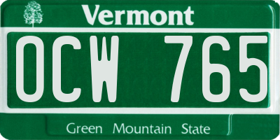 VT license plate OCW765