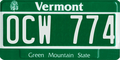 VT license plate OCW774
