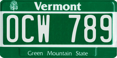 VT license plate OCW789