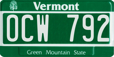 VT license plate OCW792