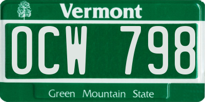 VT license plate OCW798