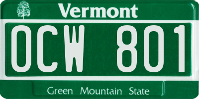VT license plate OCW801