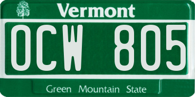 VT license plate OCW805