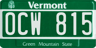 VT license plate OCW815