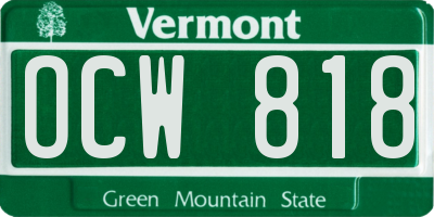 VT license plate OCW818