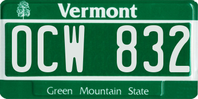 VT license plate OCW832
