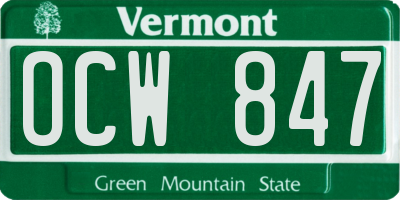 VT license plate OCW847