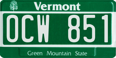 VT license plate OCW851