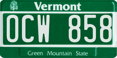 VT license plate OCW858