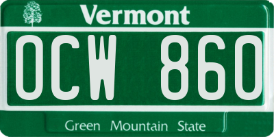 VT license plate OCW860
