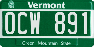 VT license plate OCW891