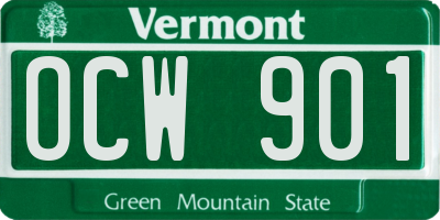 VT license plate OCW901
