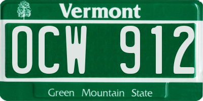 VT license plate OCW912