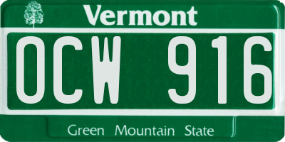 VT license plate OCW916