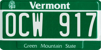 VT license plate OCW917