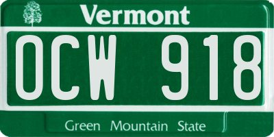 VT license plate OCW918