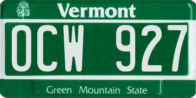 VT license plate OCW927