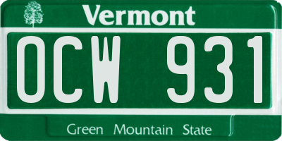 VT license plate OCW931