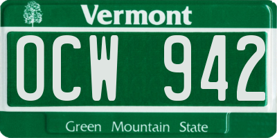VT license plate OCW942