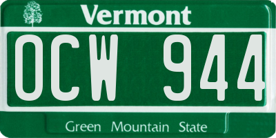 VT license plate OCW944