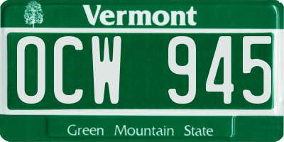 VT license plate OCW945