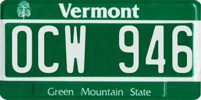 VT license plate OCW946