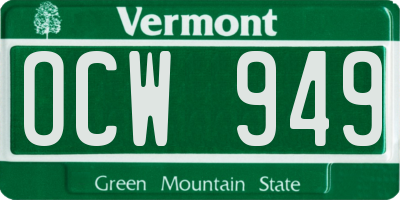 VT license plate OCW949