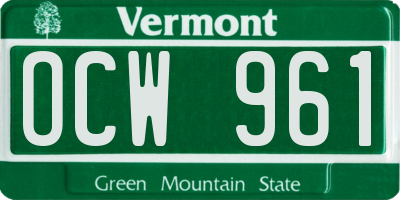 VT license plate OCW961
