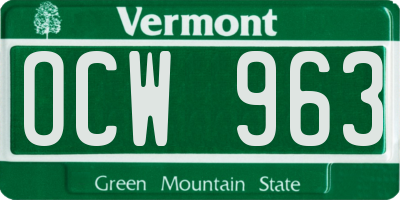 VT license plate OCW963