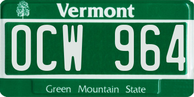 VT license plate OCW964