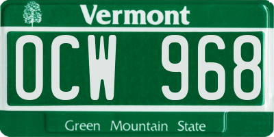 VT license plate OCW968