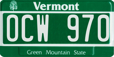 VT license plate OCW970