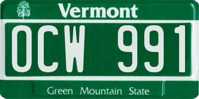 VT license plate OCW991