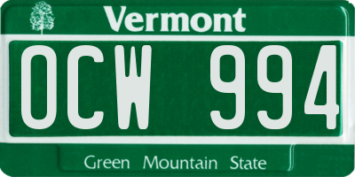 VT license plate OCW994