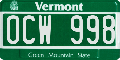 VT license plate OCW998