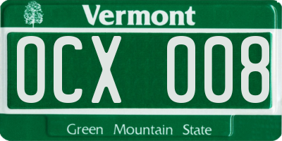 VT license plate OCX008
