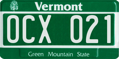 VT license plate OCX021