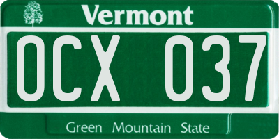 VT license plate OCX037