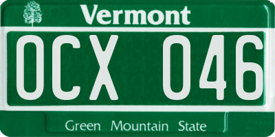 VT license plate OCX046